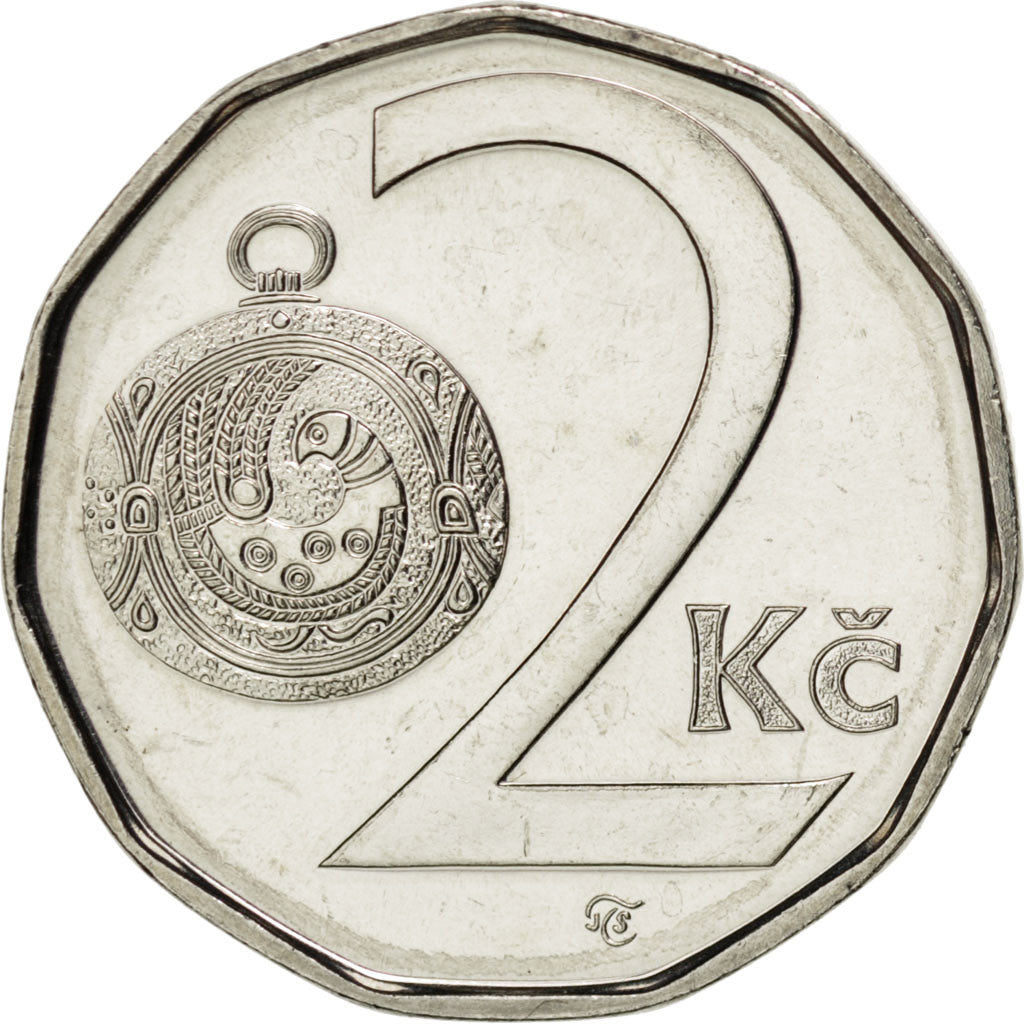 Münze, Tschechische Republik, 2 Koruny, 2002, STGL, Nickel plated steel, KM:9