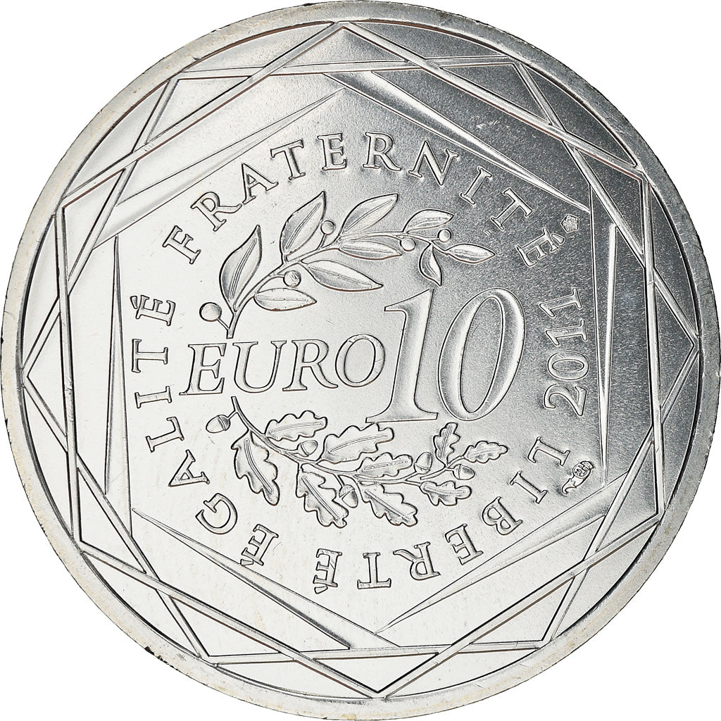 France, 10 Euro, Martinique, 2011, MS(63), Silver