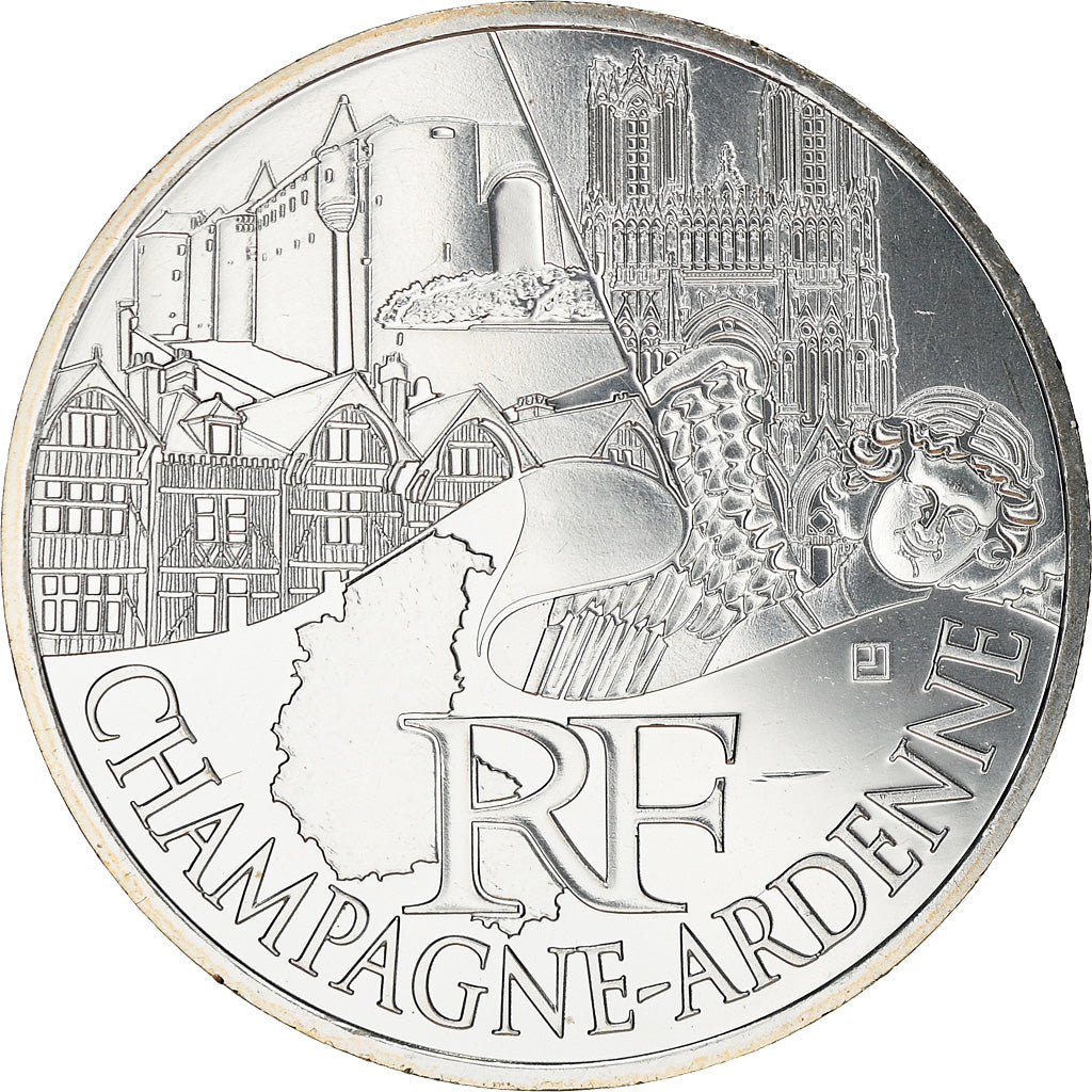 France, 10 Euro, Champagne-Ardenne, 2011, MS(63), Silver
