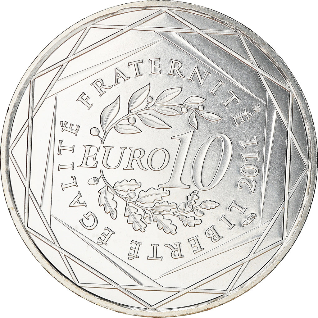 France, 10 Euro, Haute Normandie, 2011, MS(63), Silver