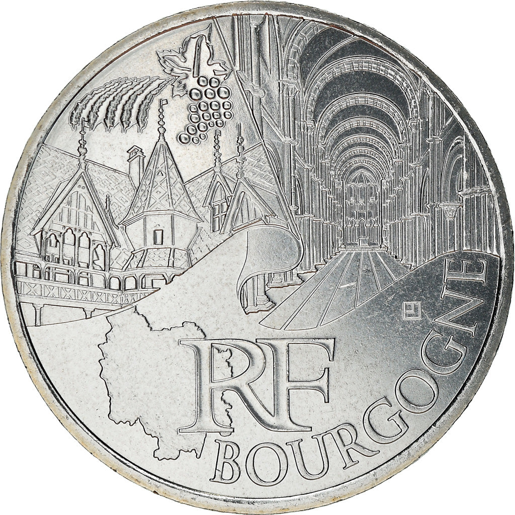 France, 10 Euro, Bourgogne, 2011, MS(63), Silver