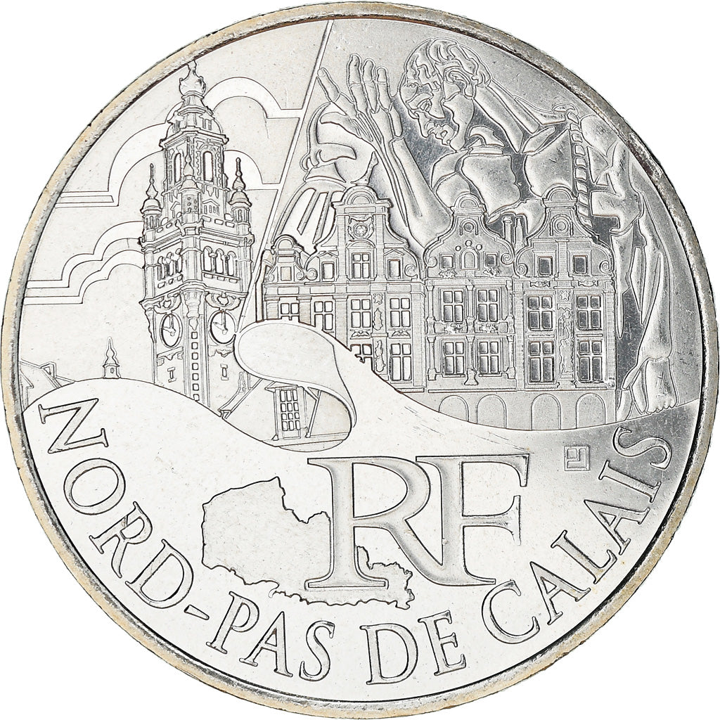 France, 10 Euro, Nord-Pas de Calais, 2011, MS(63), Silver