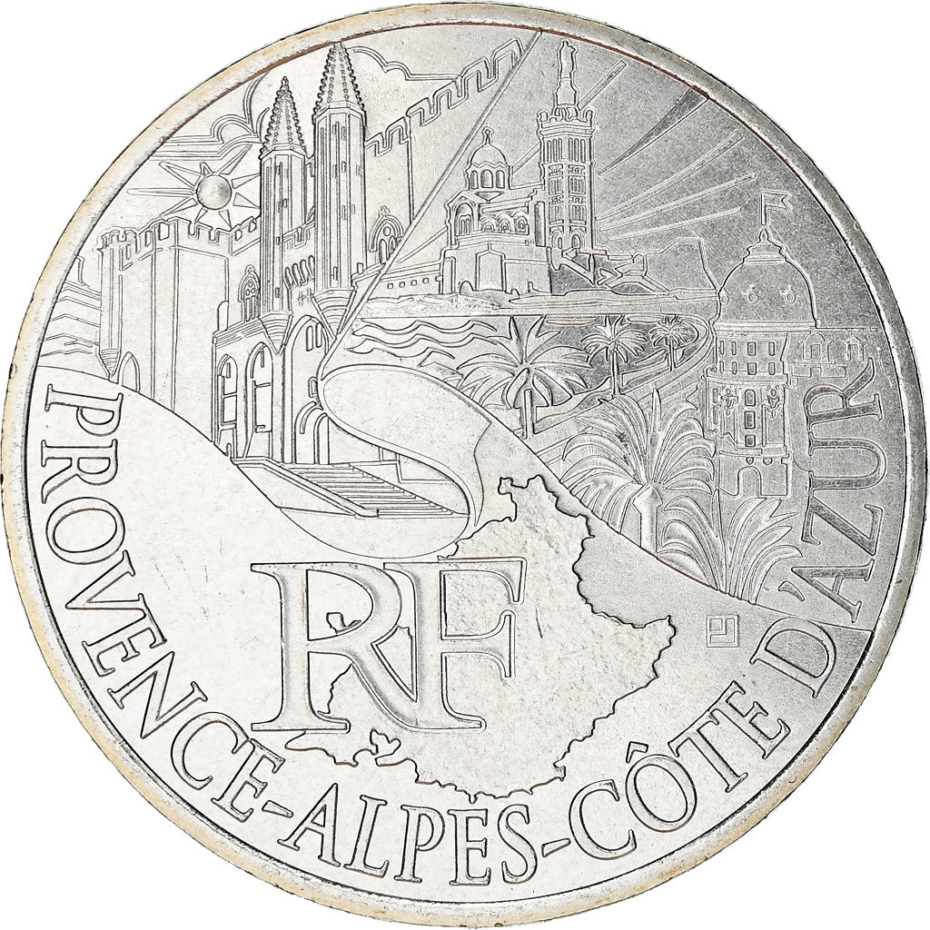 France, 10 Euro, Provence-Alpes-Cote d'Azur, 2011, MS(63), Silver