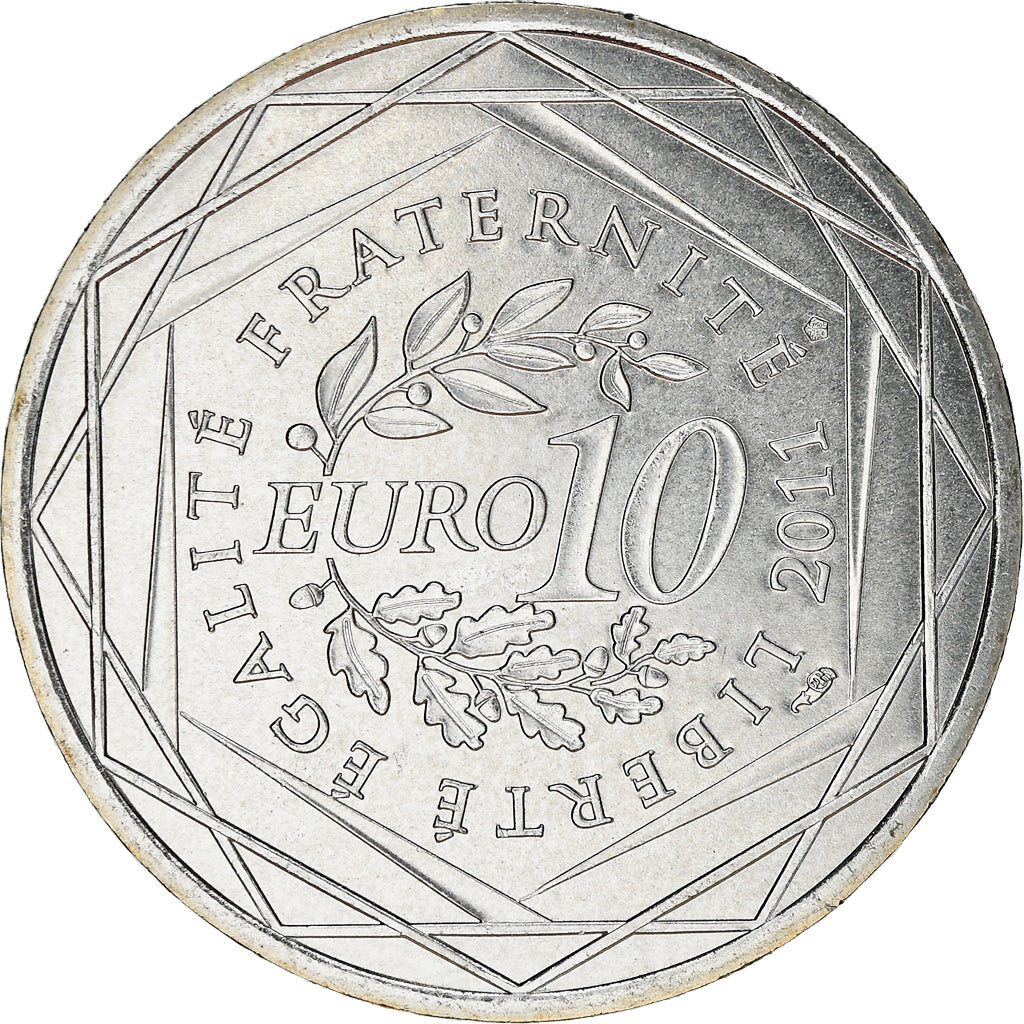 France, 10 Euro, Provence-Alpes-Cote d'Azur, 2011, MS(63), Silver