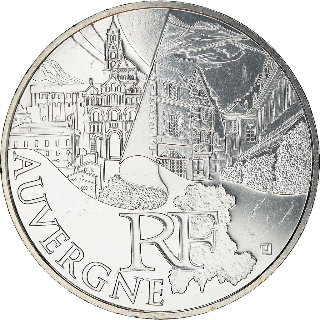 France, 10 Euro, Auvergne, 2011, MS(63), Silver