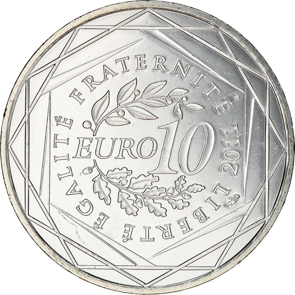 France, 10 Euro, Auvergne, 2011, MS(63), Silver