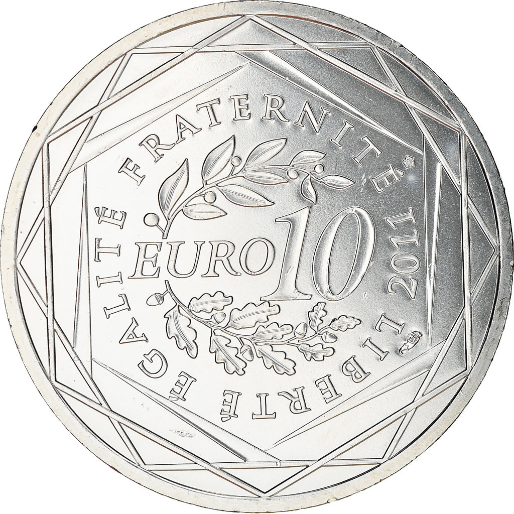 France, 10 Euro, Franche-Comté, 2011, MS(63), Silver