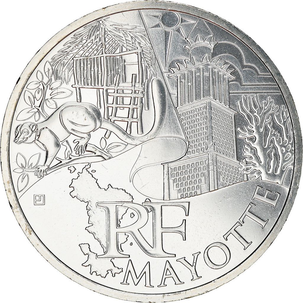 Francia, 10 Euro, Mayotte, 2011, SPL, Argento
