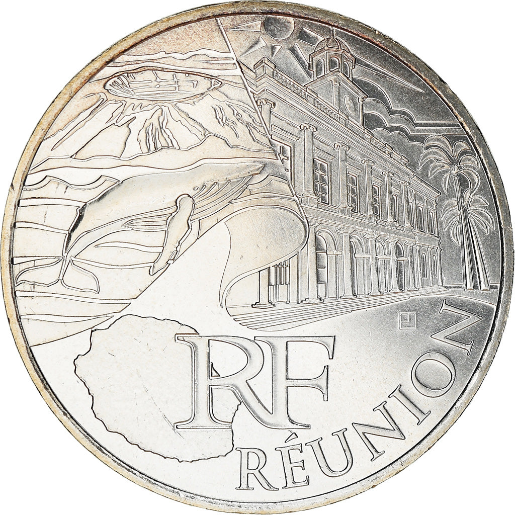 France, 10 Euro, Réunion, 2011, MS(63), Silver
