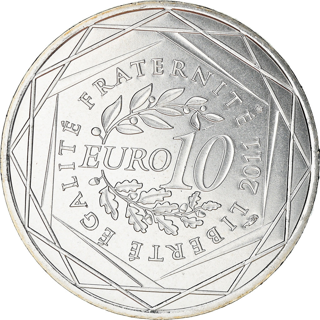 France, 10 Euro, Réunion, 2011, MS(63), Silver