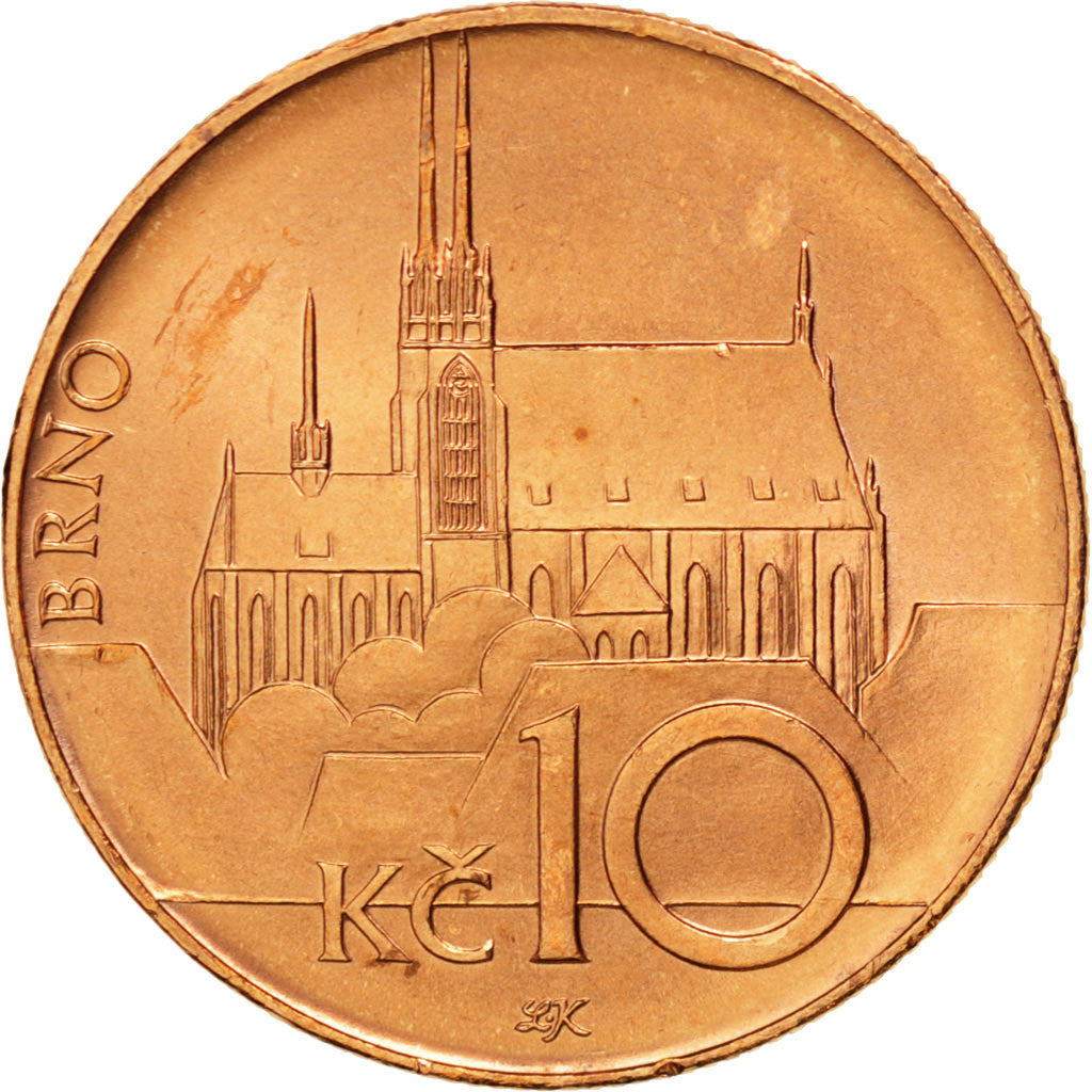 Coin, Czech Republic, 10 Korun, 2004, MS(65-70), Copper Plated Steel, KM:4