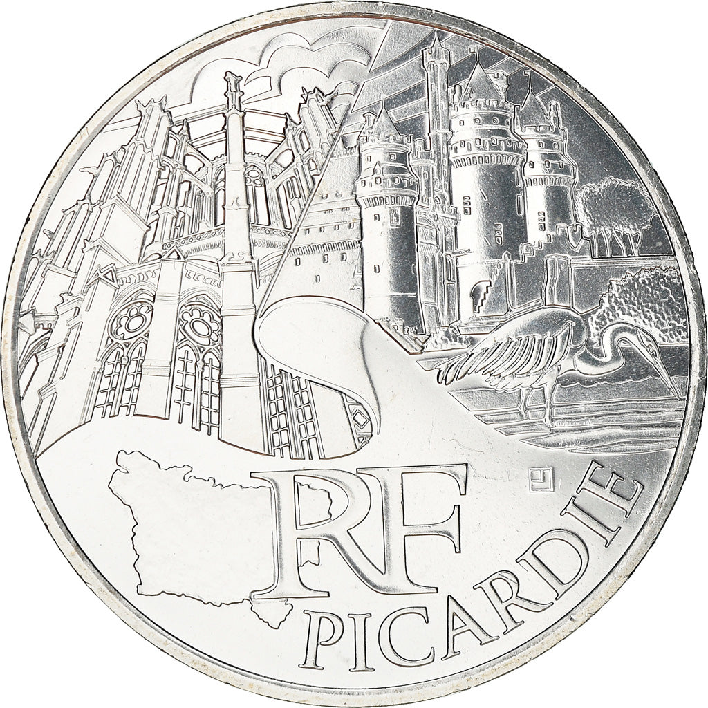 France, 10 Euro, Picardie, 2011, MS(63), Silver