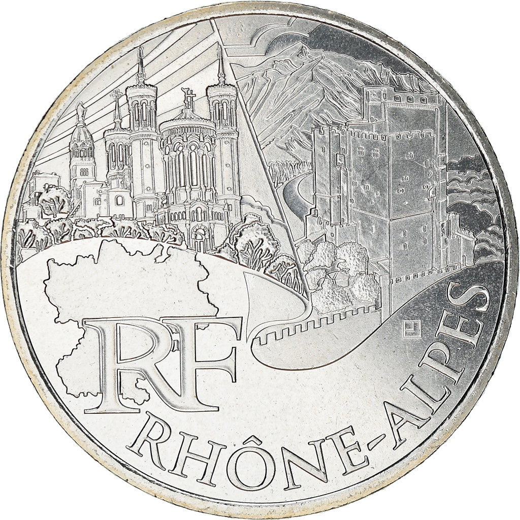 France, 10 Euro, Rhône Alpes, 2011, MS(63), Silver