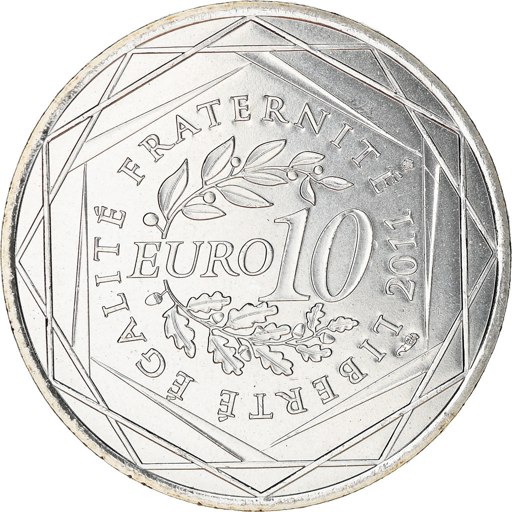 France, 10 Euro, Rhône Alpes, 2011, MS(63), Silver