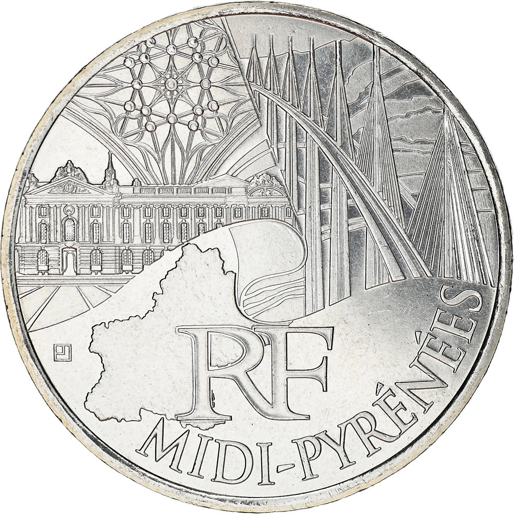 France, 10 Euro, Midi-Pyrénées, 2011, MS(63), Silver