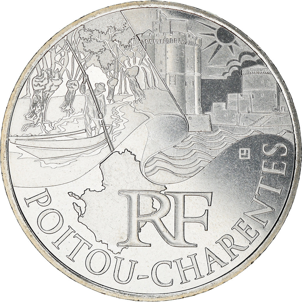 France, 10 Euro, Poitou-Charentes, 2011, MS(63), Silver