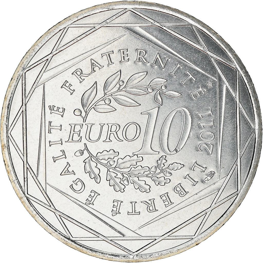 France, 10 Euro, Poitou-Charentes, 2011, MS(63), Silver