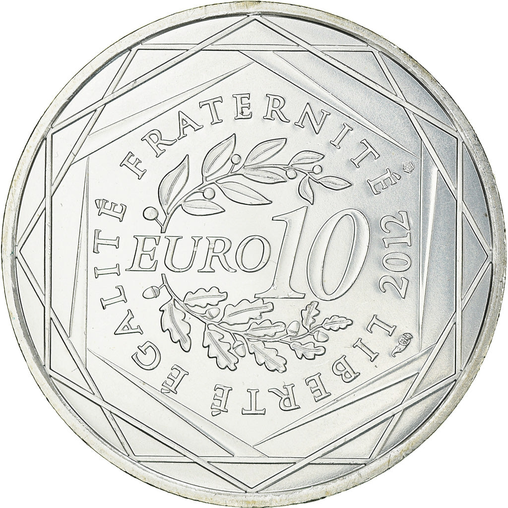 France, 10 Euro, Centre, 2012, MS(63), Silver
