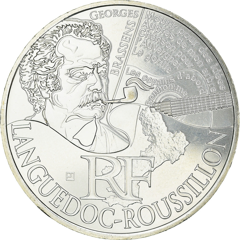 France, 10 Euro, Languedoc-Rousillon, 2012, MS(63), Silver