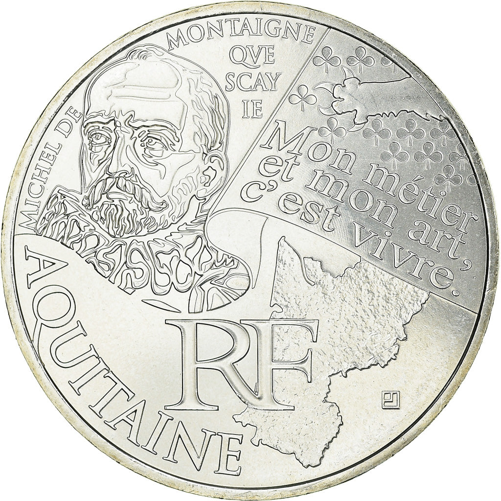 France, 10 Euro, Aquitaine, 2012, MS(63), Silver