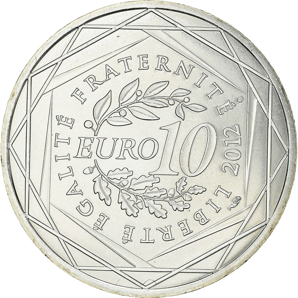 France, 10 Euro, Réunion, 2012, MS(63), Silver