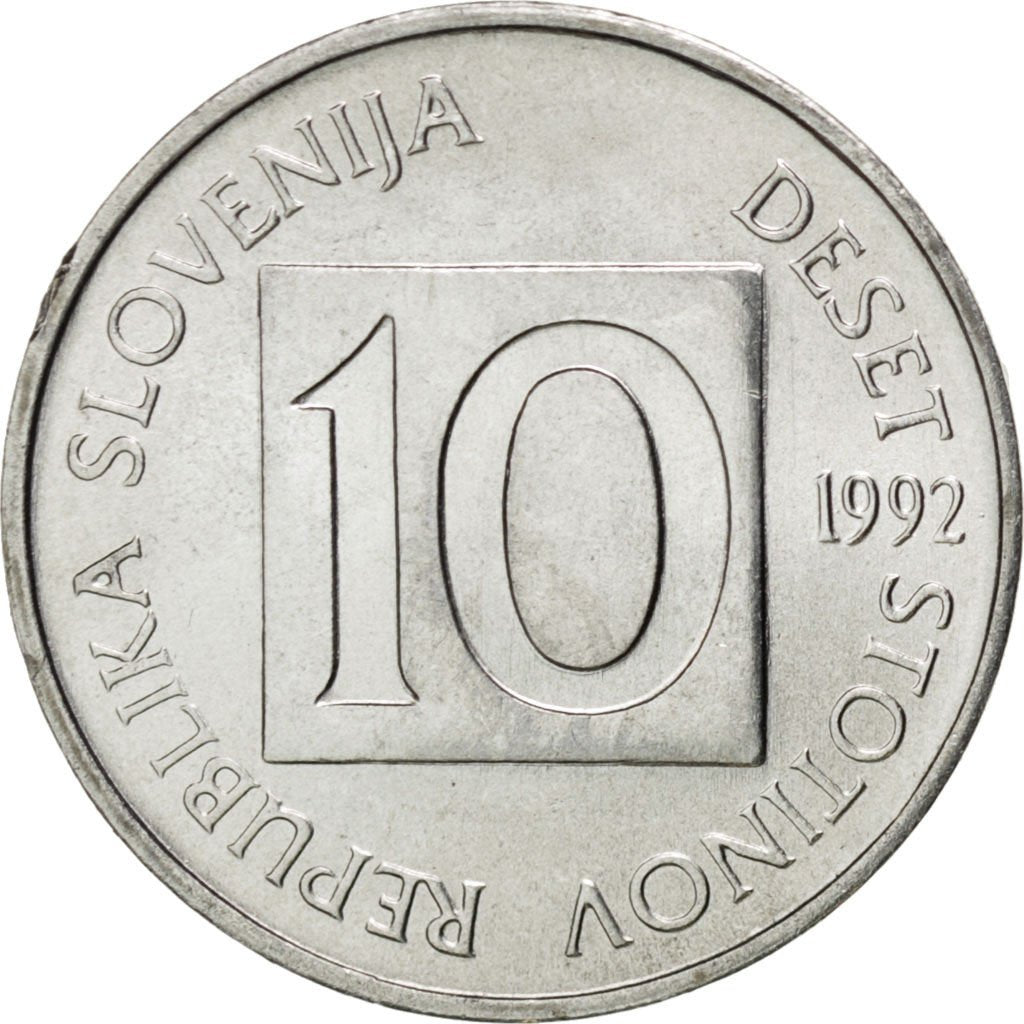 SLOVENIA, 10 Stotinov, 1992, KM #7, MS(65-70), Aluminum, 16, 0.57