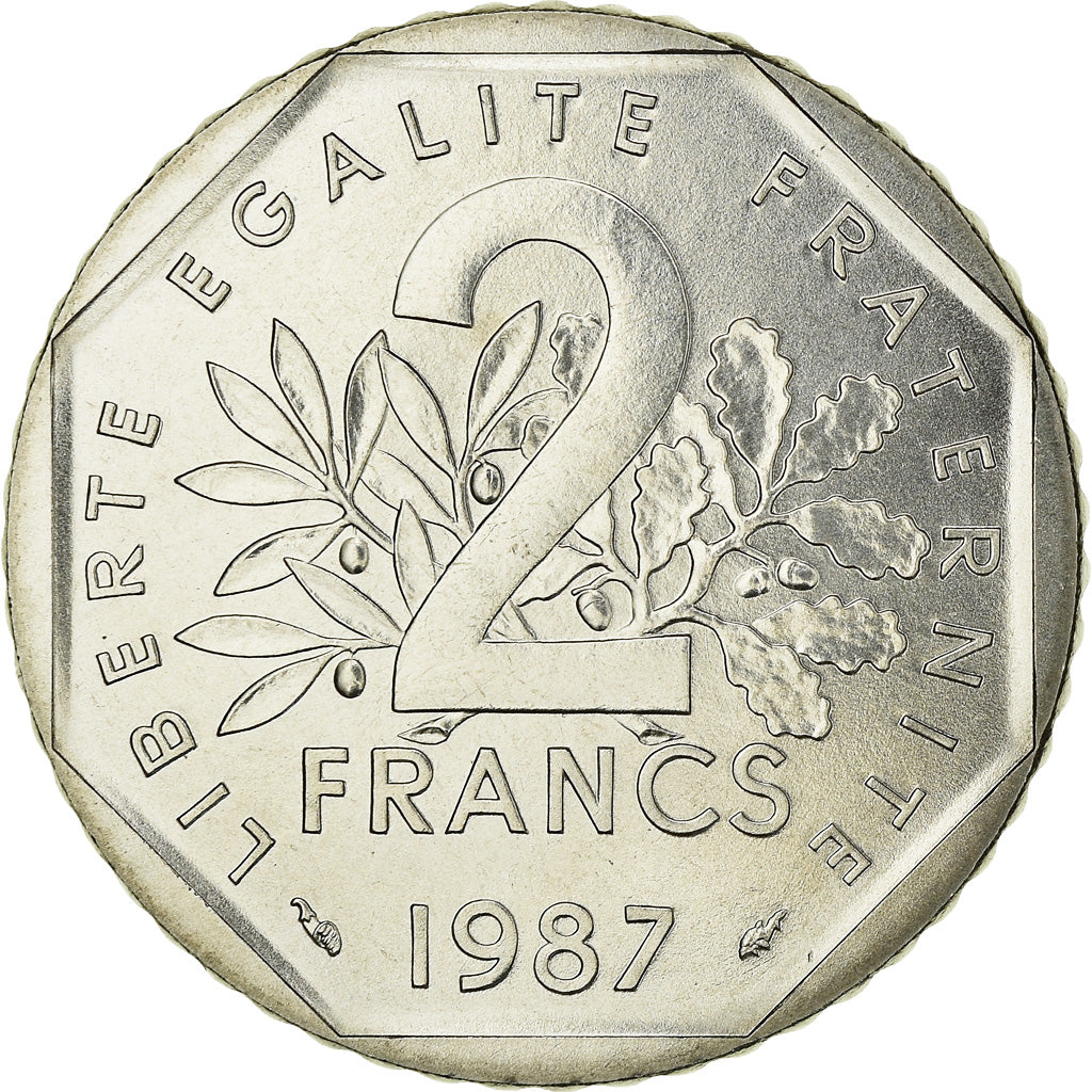 Coin, France, Semeuse, 2 Francs, 1987, FDC, MS(65-70), Nickel, KM:942.1
