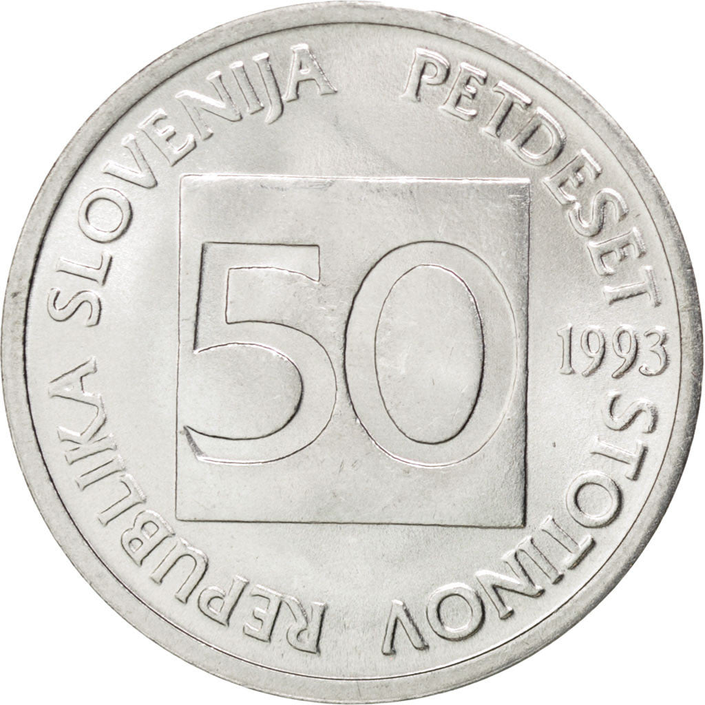 Coin, Slovenia, 50 Stotinov, 1993, MS(65-70), Aluminum, KM:3