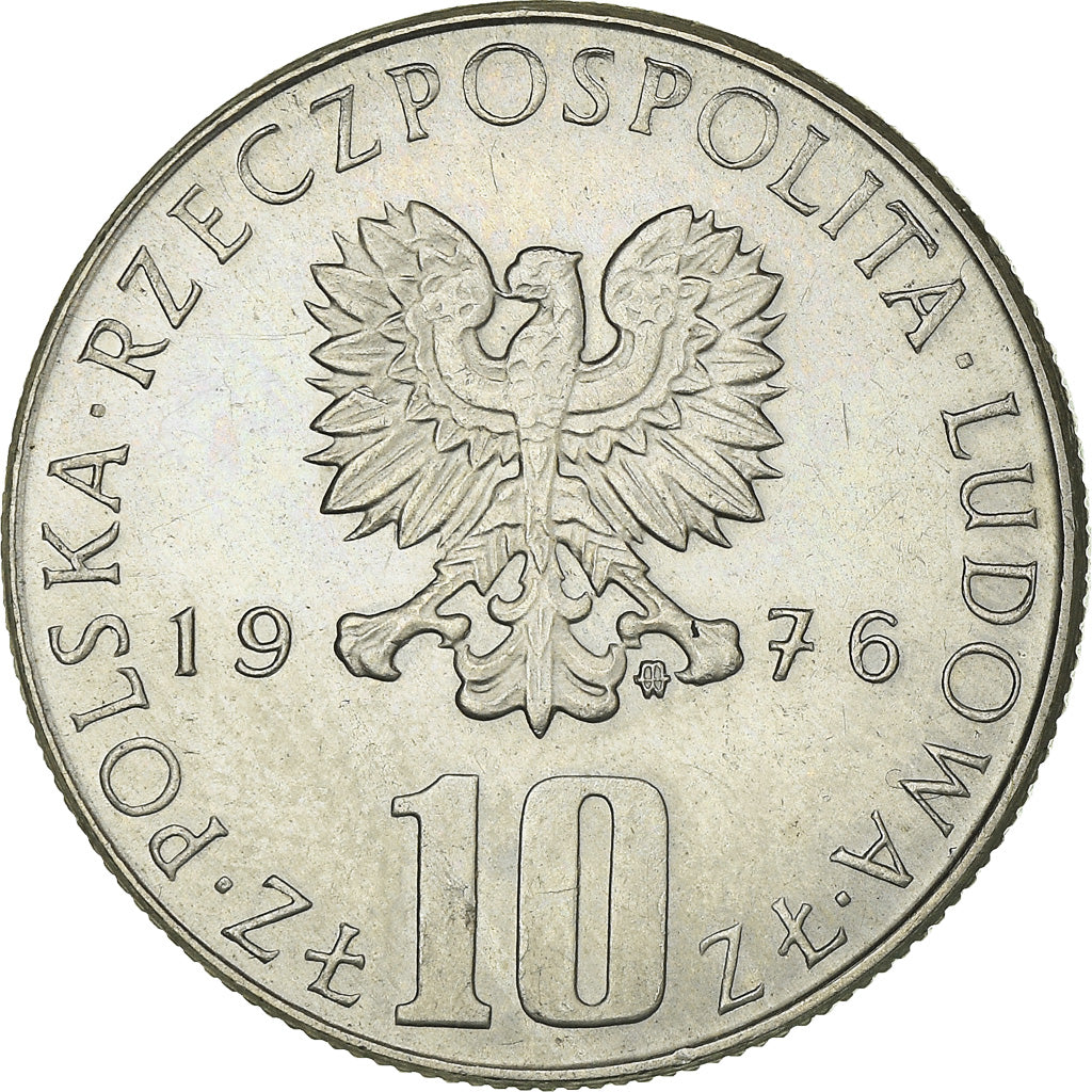 Coin, Poland, 10 Zlotych, 1976, Warsaw, AU(55-58), Copper-nickel, KM:73