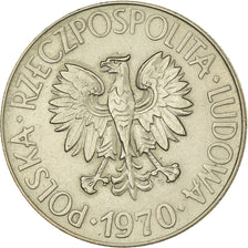 Moeda, Polónia, 10 Zlotych, 1970, Warsaw, AU(55-58), Cobre-níquel, KM:50a