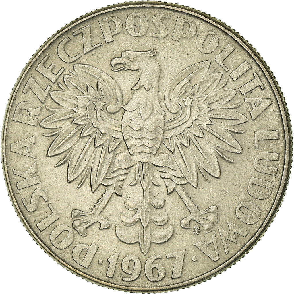 Moeda, Polónia, 10 Zlotych, 1967, Warsaw, AU(55-58), Cobre-níquel, KM:59