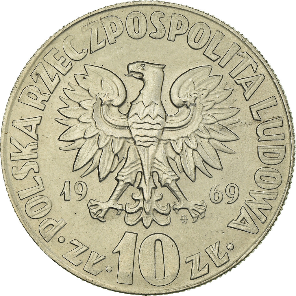 Moneda, Polonia, 10 Zlotych, 1969, Warsaw, EBC+, Cobre - níquel, KM:51a