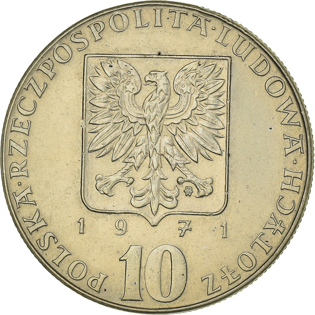 Moneta, Polonia, 10 Zlotych, 1971, Warsaw, BB+, Rame-nichel, KM:63