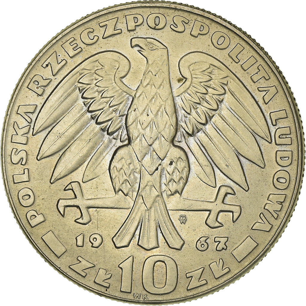 Münze, Polen, 10 Zlotych, 1967, Warsaw, VZ+, Kupfer-Nickel, KM:58