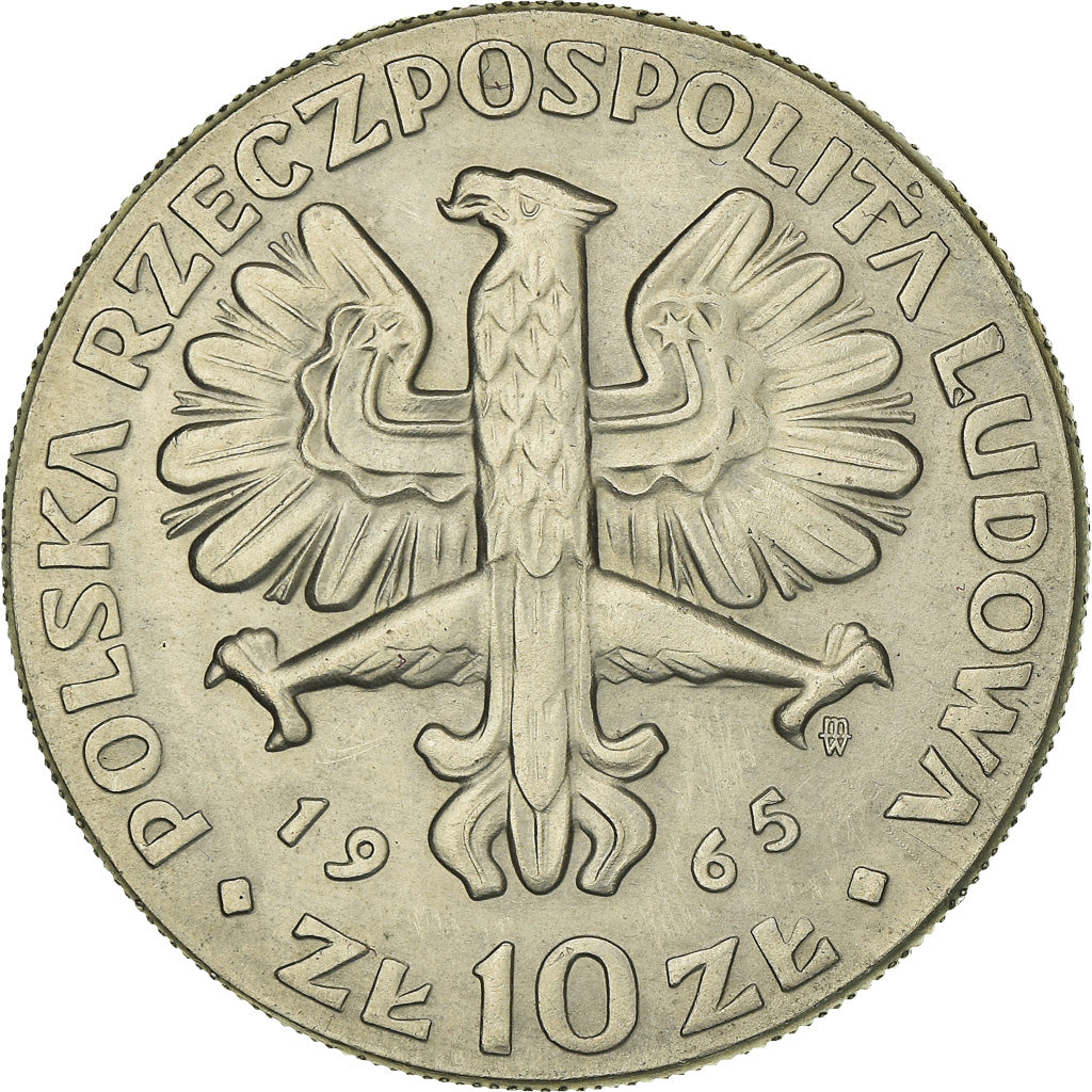 Münze, Polen, 10 Zlotych, 1965, Warsaw, VZ, Kupfer-Nickel, KM:54