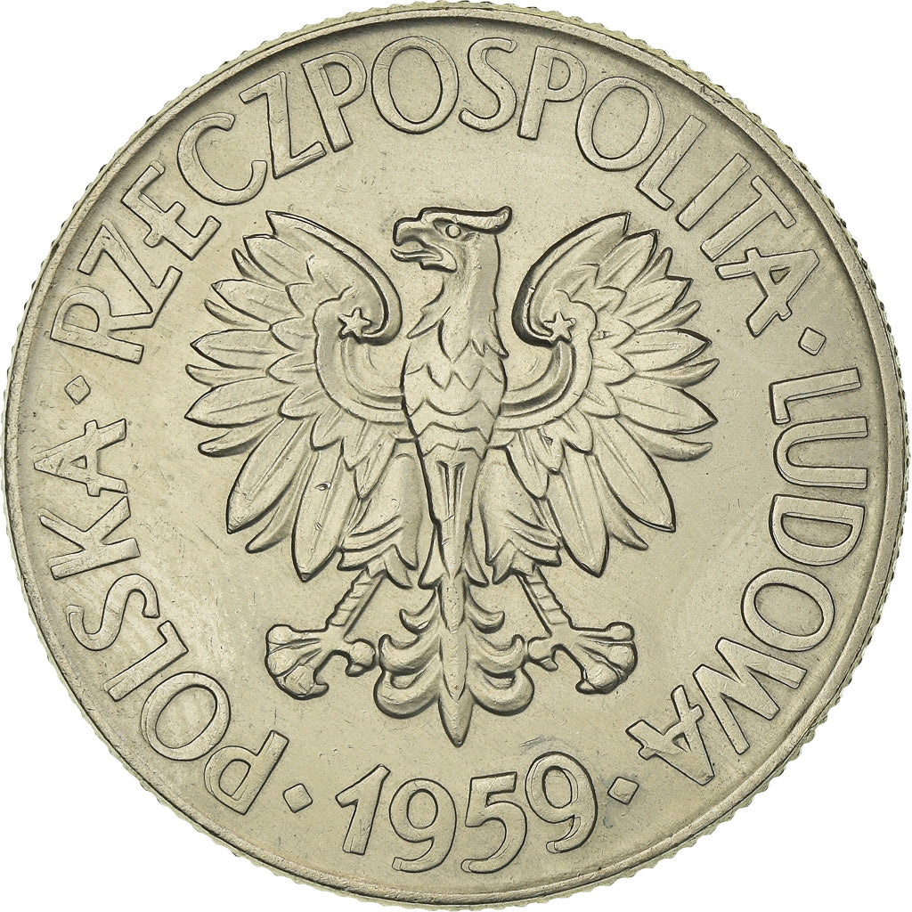 Moneta, Polonia, 10 Zlotych, 1959, Warsaw, Kopernik, BB+, Rame-nichel, KM:51