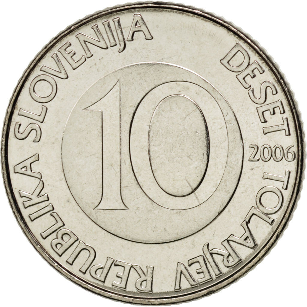 SLOVENIA, 10 Tolarjev, 2006, KM #41, MS(65-70), Copper-Nickel, 24, 5.71