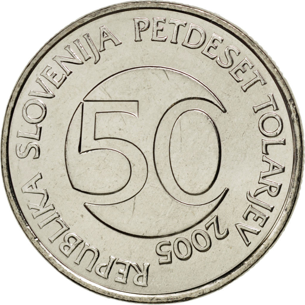 Coin, Slovenia, 50 Tolarjev, 2005, MS(65-70), Copper-nickel, KM:52