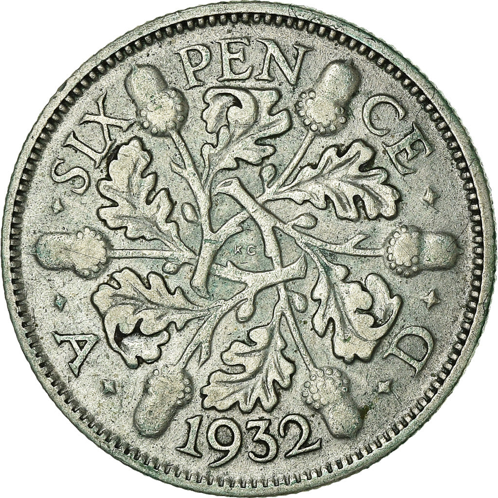 Coin, Great Britain, George V, 6 Pence, 1932, VF(30-35), Silver, KM:832