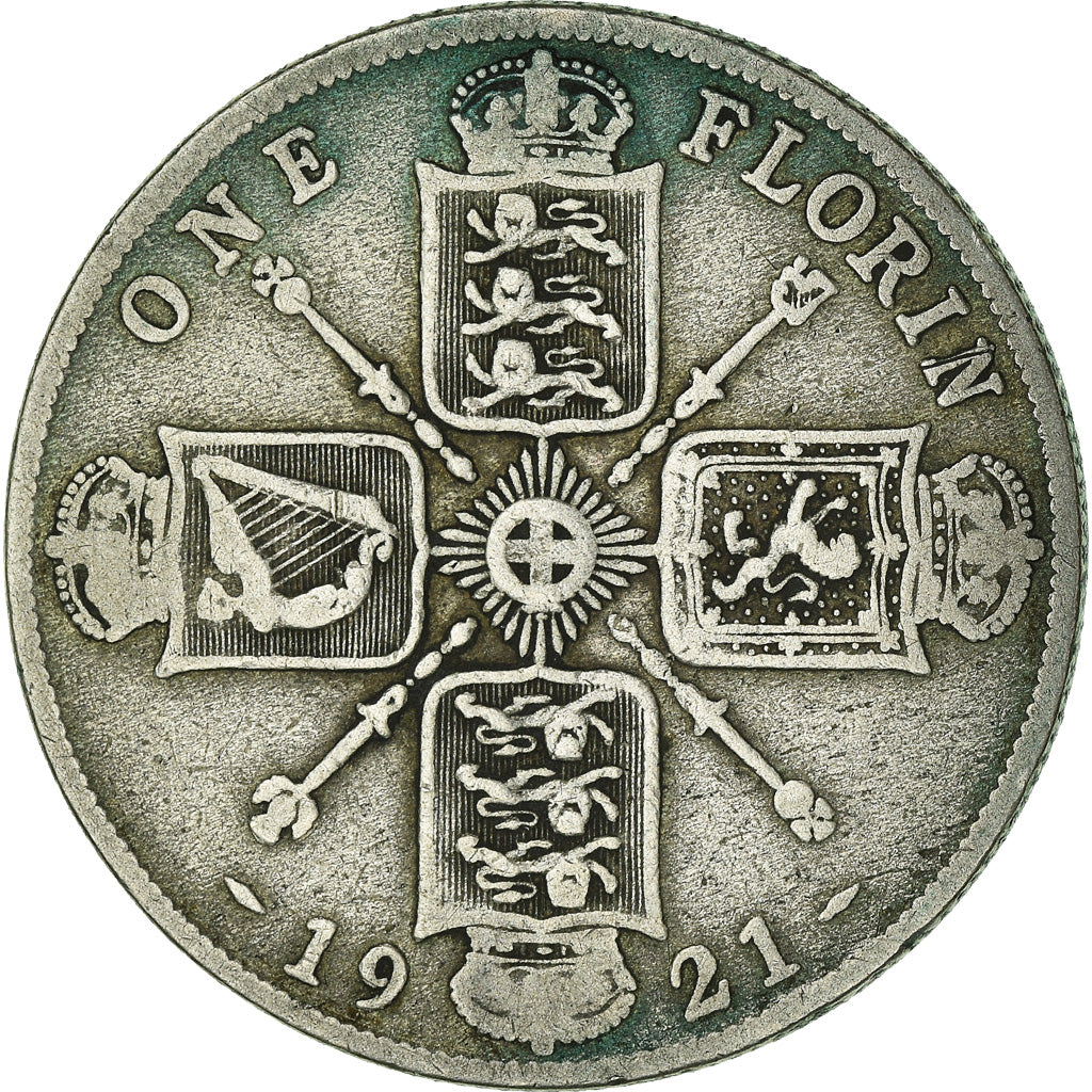 Moneta, Gran Bretagna, George V, Florin, Two Shillings, 1921, B+, Argento