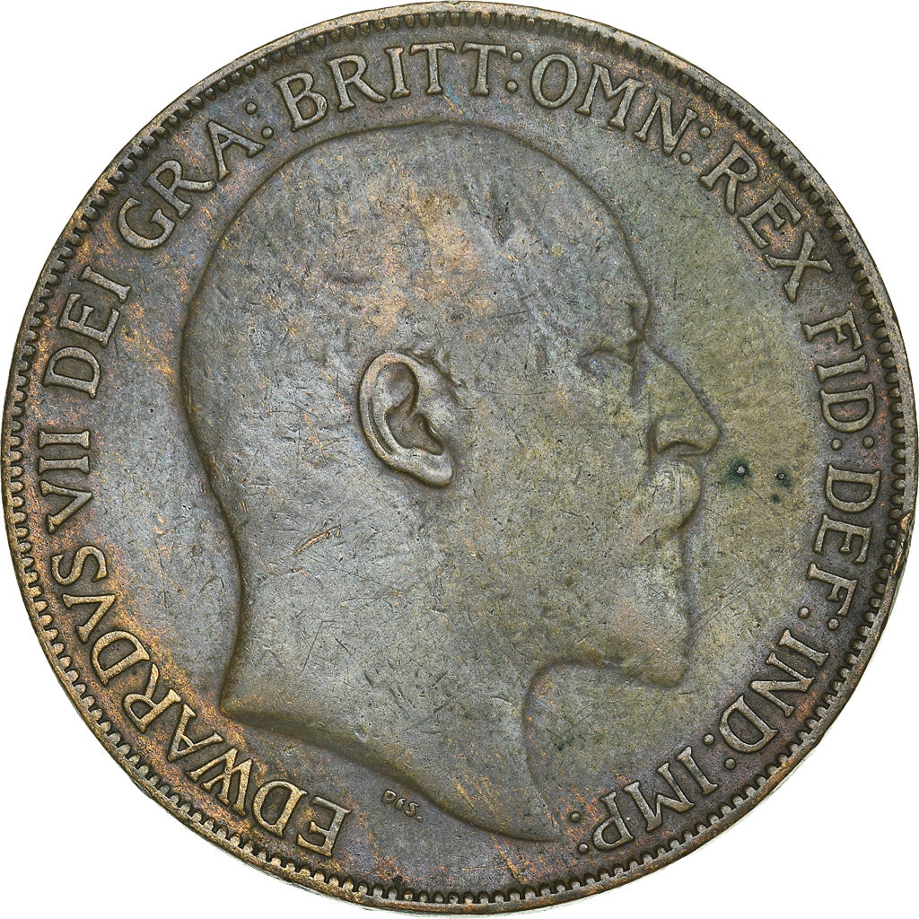 Coin, Great Britain, Edward VII, Penny, 1908, VF(20-25), Bronze, KM:794.2