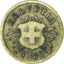 Coin, Switzerland, 5 Rappen, 1850, F(12-15), Billon, KM:5