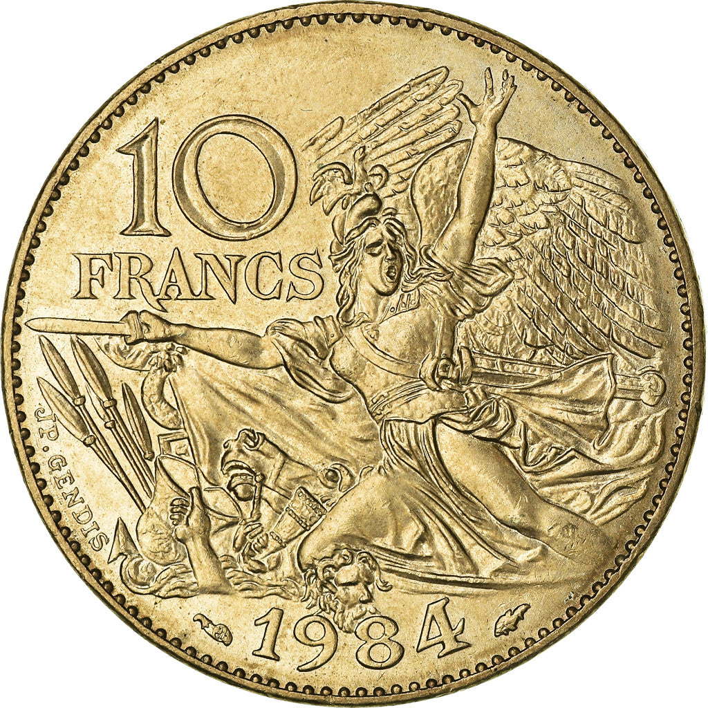 Moeda, França, François Rude, 10 Francs, 1984, AU(55-58), Níquel-Bronze