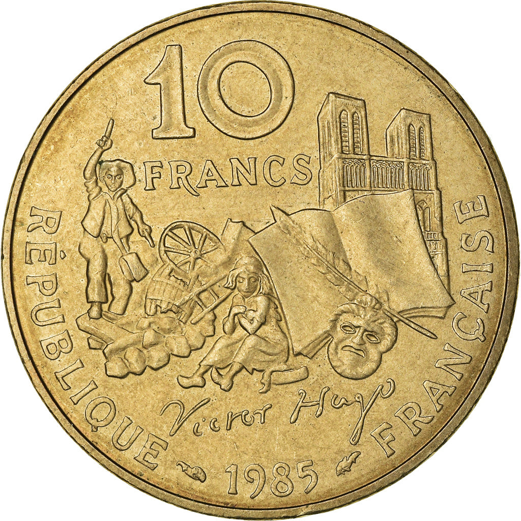 Moeda, França, Victor Hugo, 10 Francs, 1985, AU(50-53), Níquel-Bronze, KM:956