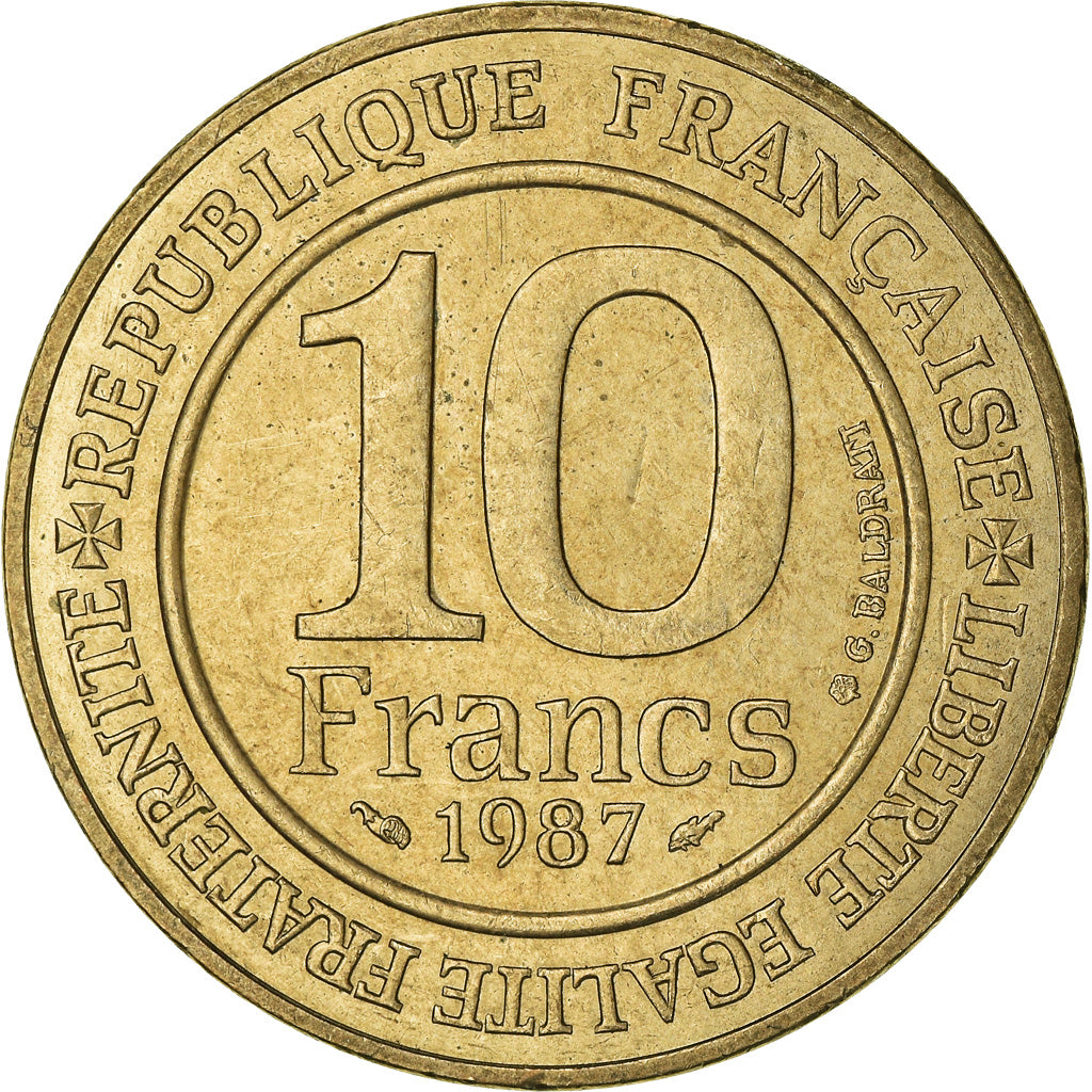 Moneta, Francia, Hugues Capet, 10 Francs, 1987, BB+, Argento, KM:961