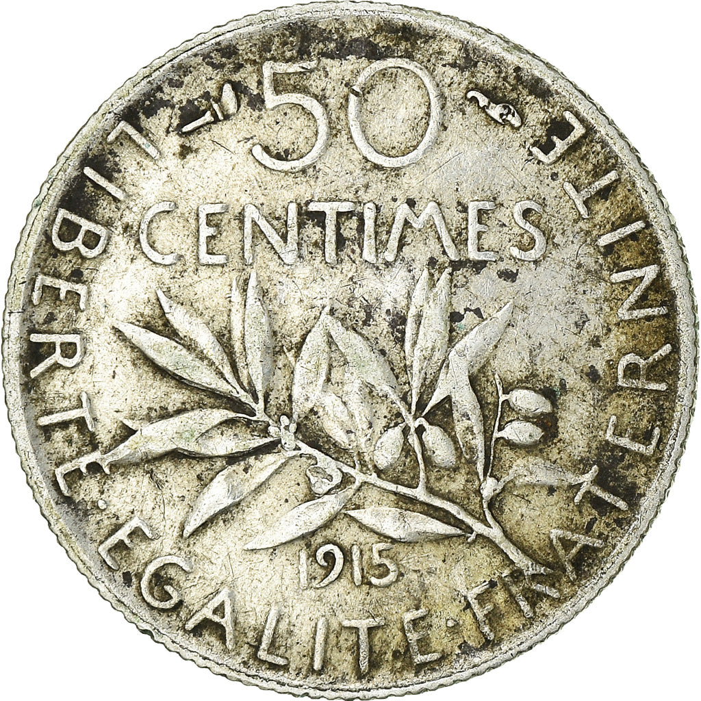 Monnaie, France, Semeuse, 50 Centimes, 1915, Paris, TTB, Argent, KM:854