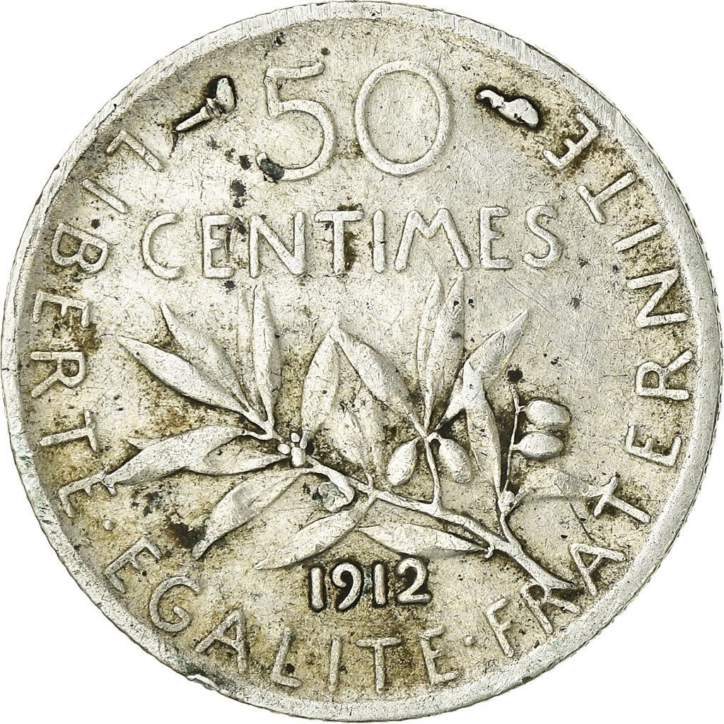 Coin, France, Semeuse, 50 Centimes, 1912, Paris, EF(40-45), Silver, KM:854