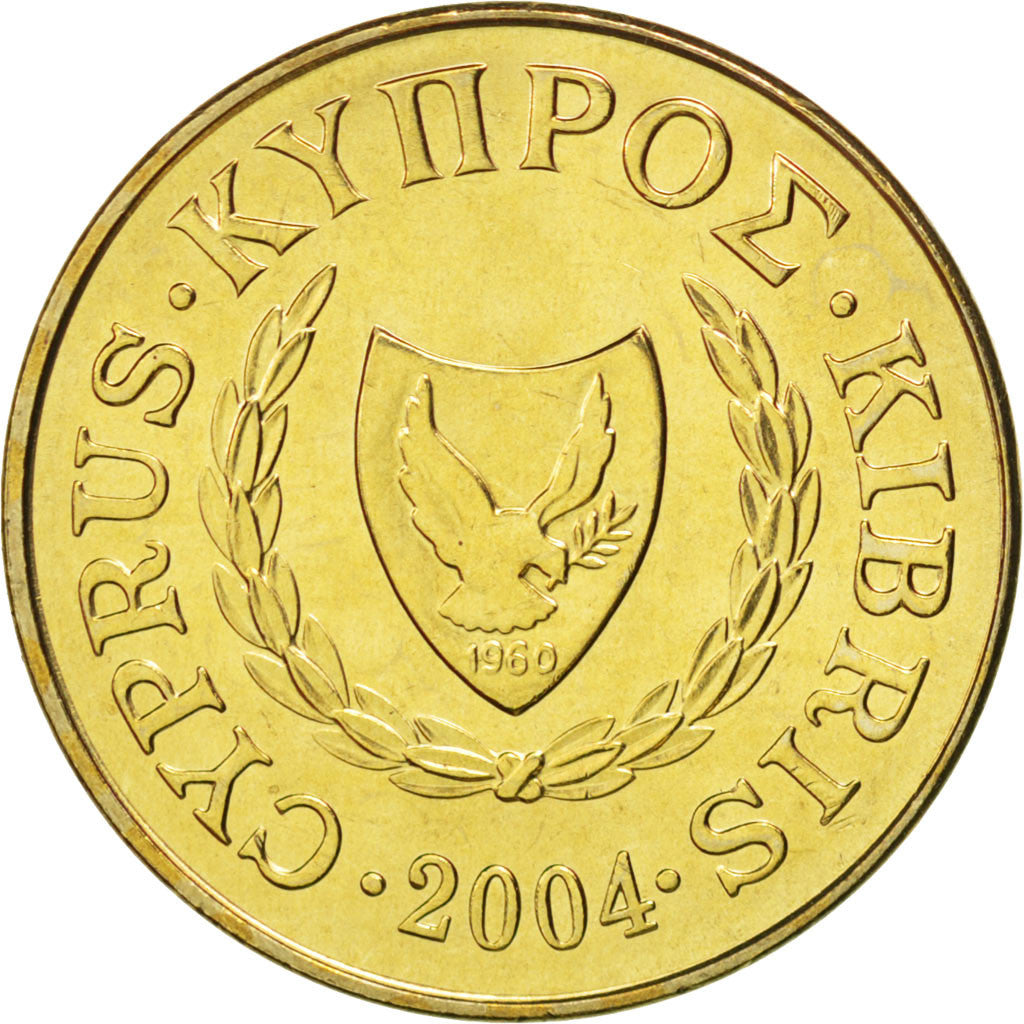 Coin, Cyprus, 5 Cents, 2004, MS(65-70), Nickel-brass, KM:55.3