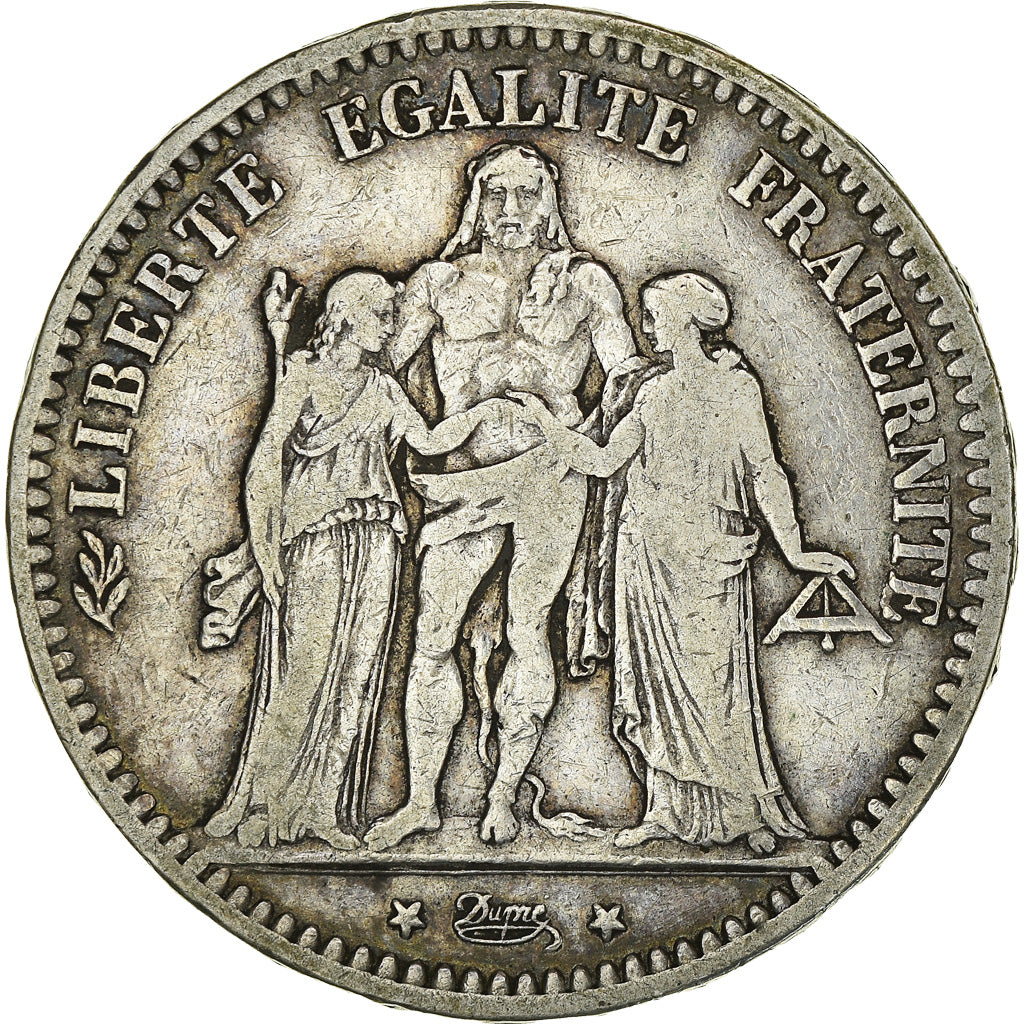 Coin, France, Hercule, 5 Francs, 1873, Bordeaux, VF(20-25), Silver, KM:820.2