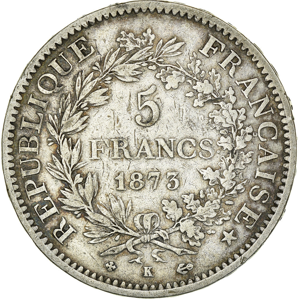 Coin, France, Hercule, 5 Francs, 1873, Bordeaux, VF(20-25), Silver, KM:820.2